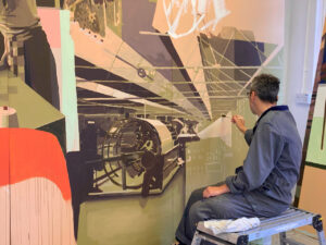 Artist Gavin Renshaw painting “The Links of the Chain Are of Equal Strength”