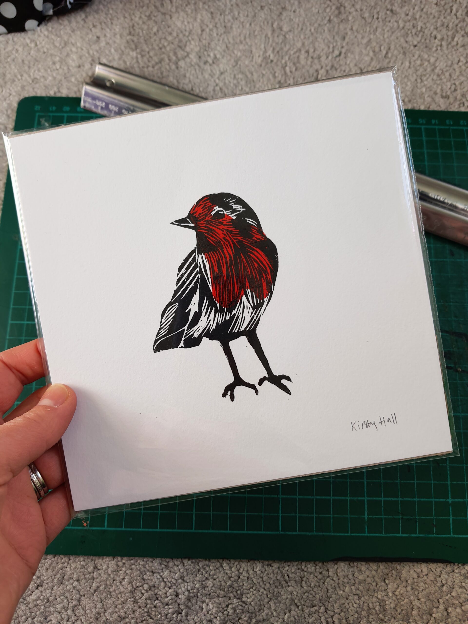 Image of a Linoprint robin