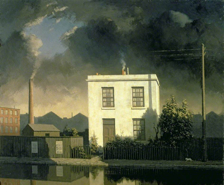 Image of a white house on a canal