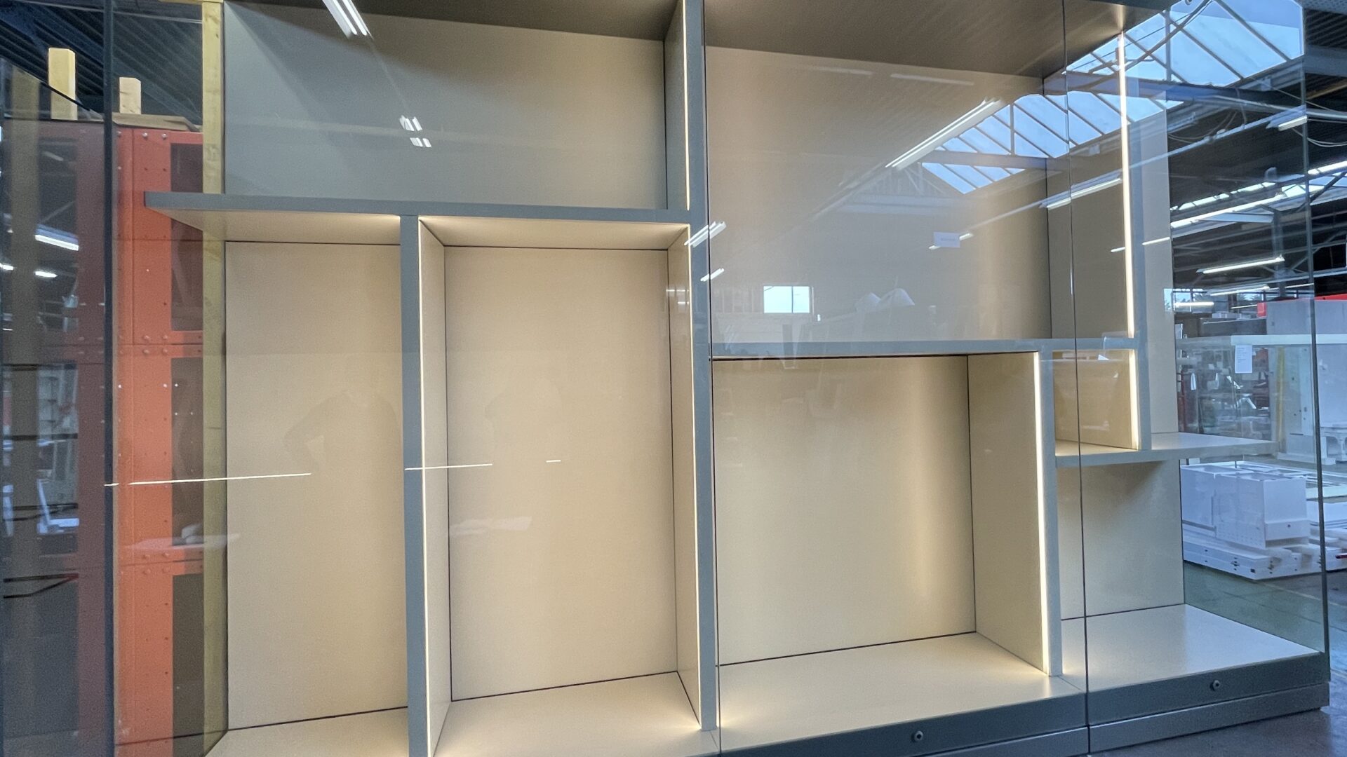A large glass display case.