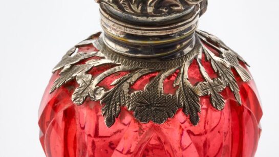 Red glass scent bottle