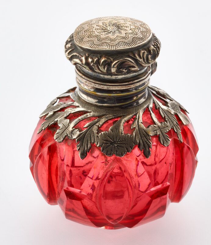 Red glass scent bottle