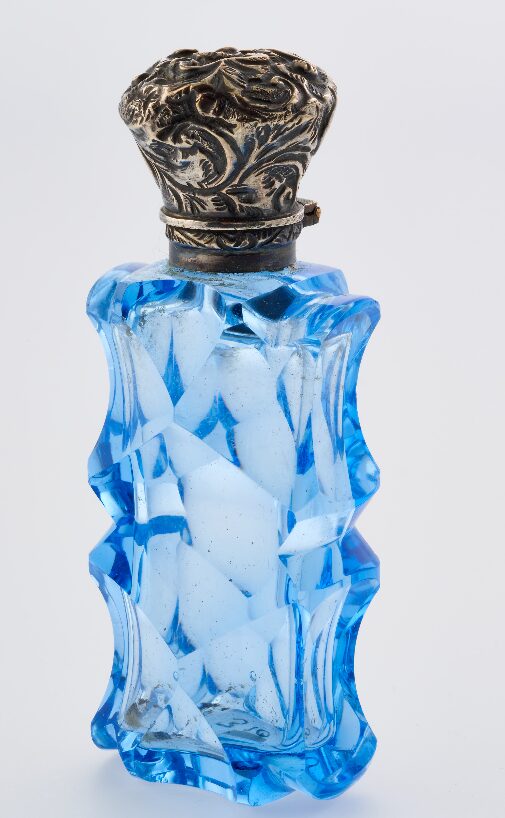 A blue scent bottle