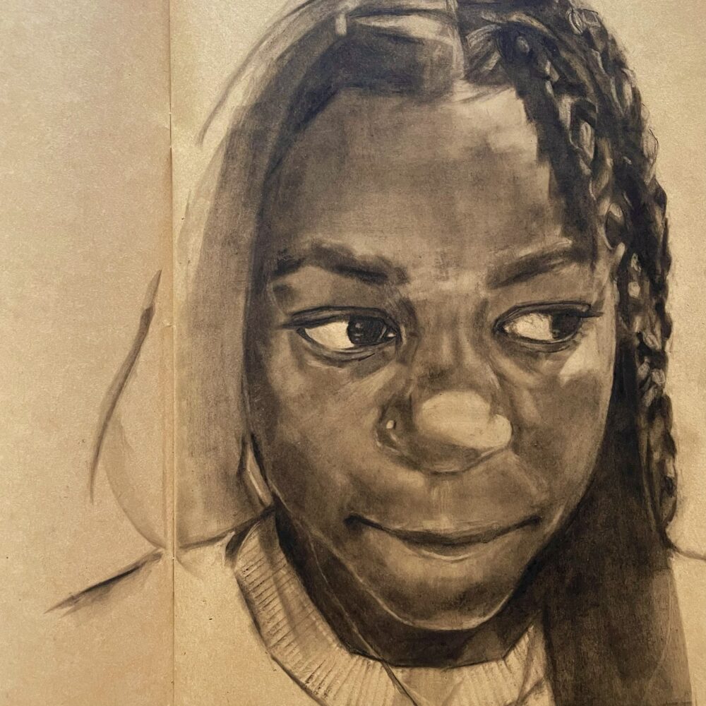 Lela Harris black and white drawing