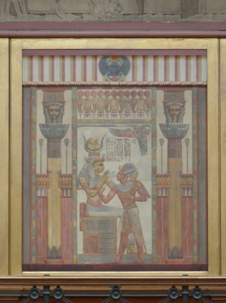 A panel from the Egyptian Balcony featuring Hathor & Sety.