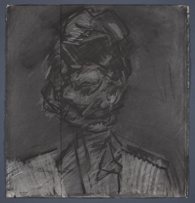 Charcoal drawing of a person.