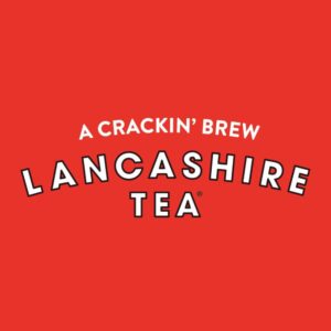 A red graphic for Lancashire Tea