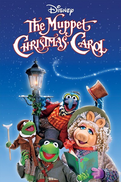The Muppet Christmas Carol DVD cover featuring Muppet characters such as Kermit the frog and Miss Piggy