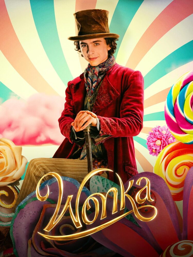 Image of the Wonka DVD cover with Timothy Chalamet